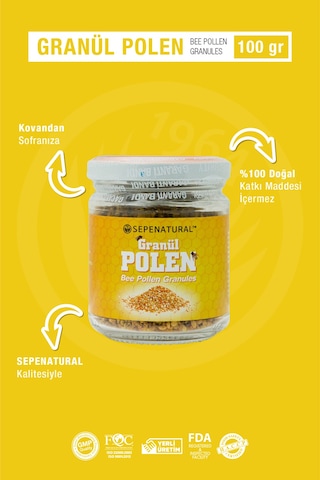 Sepe Natural Arı Poleni Tane Yerli Çok Renkli Granül Polen 100 G