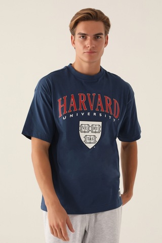 Harvard Veritas Koyu İndigo Erkek T-shirt 5274-42906 Koyu İndigo