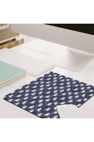 Owl Temalı Mouse Pad, Dikişli Kenar, Pürüzsüz Doku, Su Geçirmez Kaymaz Kauçuk Taban, 20x22.5cm-a7