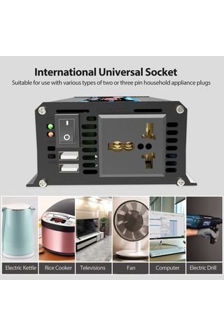 Dancemonkey Araba Güç İnvertörü 300w 12v-220v Ac Dönüştürücü Led Dijital Ekranlı Siyah