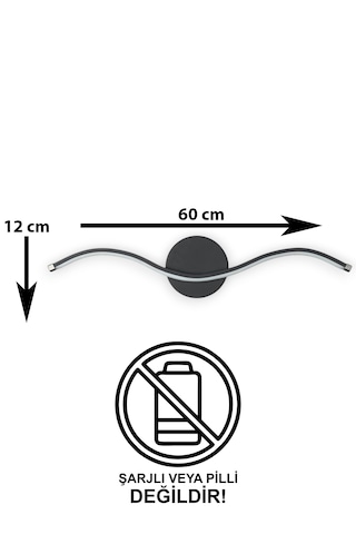 Wave Modern Tasarım Siyah Renk Gün Işığı Ledli Banyo - Mutfak - S Siyah