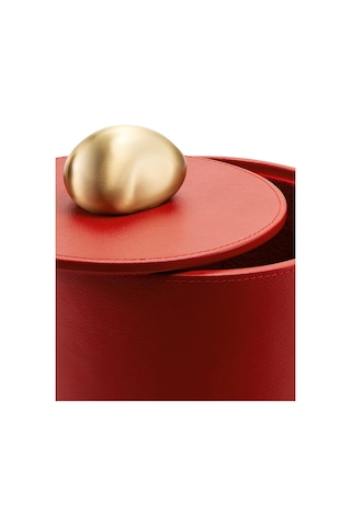 Tall Pebble Trinket Box, Kırmızı Deri Süs Kutusu