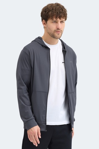 Slazenger Kelenor Erkek Kapüşonlu Cepli Koyu Gri Sweatshırt Koyu Gri