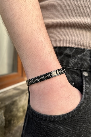 K. Atatürk İmzalı İtalyan Charm Unisex Çelik Bileklik 21cm Scb61 Siyah