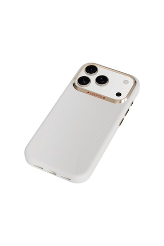 Apple iPhone 17 Pro Uyumlu Kılıf M-safe Şarj Özellikli Çizgili Udemos Freedom Serisi Kapak Beyaz Beyaz