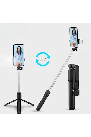 Kendiliğinden Led Işıklı Kumandalı Uzayabilen Selfie Çubuğu,masa Üstü Tripod Çok Renkli