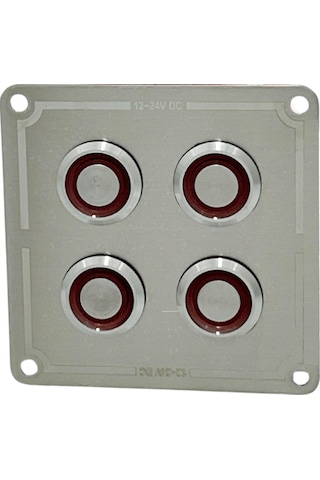 Krom 4'Lü Switch Panel Sigortalı Kırmızı Işıklı Kırmızı