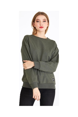 Comeor Kadın Haki Basic Bisiklet Yaka Regular Fit Rahat Sweatshirt 001