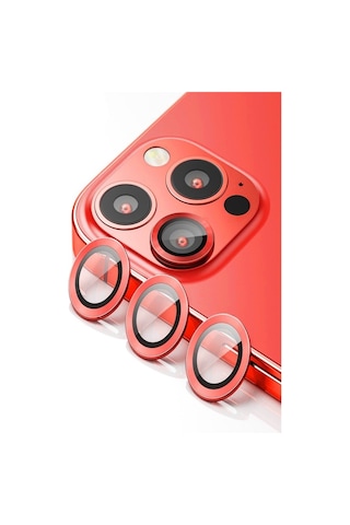 Apple Uyumlu iPhone 12 Pro Max Kırmızı Kamera Lens Koruyucu Cam Kırmızı