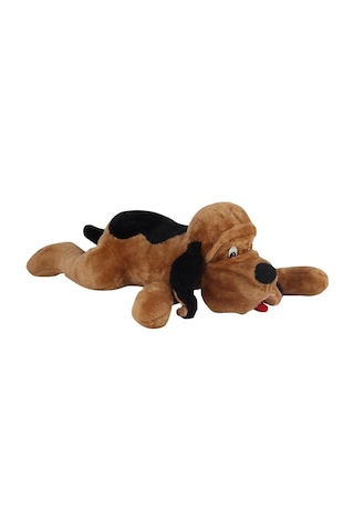Yatan Şapşal Köpek Kahve Peluş 80 Cm