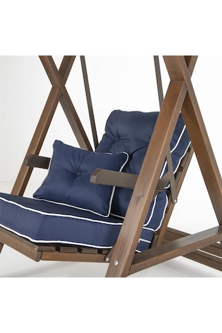 Meda Tekli Ladin Ahşap Salıncak Dış Mekan Bahçe, Teras Salıncağı -lacivert Lacivert
