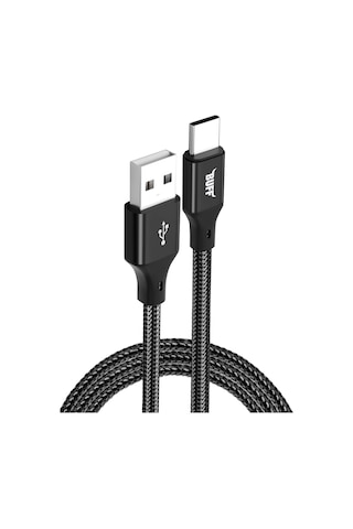 Buff Bl71 Usb Type-c 2.4a 1.2m Data Ve Şarj Kablosu Siyah