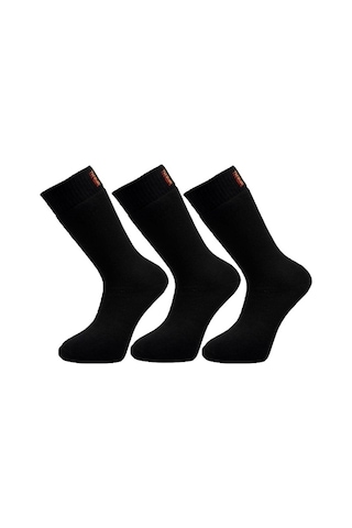 Meguca Socks Unisex Siyah 3 Çift Termal Havlu Kışlık Çorap Siyah