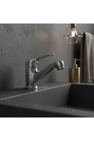 Banora Liza, Krom Küçük Lavabo Bataryası, Paslanmaz Pirinç Gövde, Su Tasarruflu Perlatörlü Musluk Çok Renkli