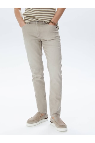 Haki Slim Fit Denim Pamuk Karışımlı Pantolon Haki