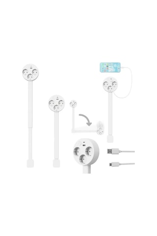 Genişletilebilir Dönen Priz, 3 Ac Çıkışlı Ve Usb Portlu 0