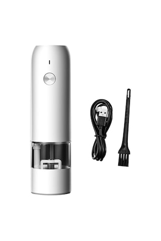 Hfambition Usb Şarjlı 6 Ayarlı Seramik Tüketimli Baharat Değirmeni - Tuz, Biber, Kimyon İçin Beyaz Elektrikli Öğütücü Beyaz