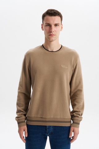 AR-MA Arma Erkek Regular Fit Örme Selanik Sweatshirt %65 Pamuk %35 Polyester, Karbon Fırçalı, Basic Bisiklet Yaka K30124698702 Füme - Gri