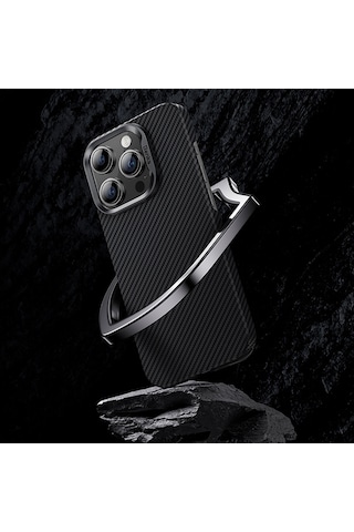 Apple Uyumlu iPhone 15 Pro Kılıf Magsafe Özellikli Karbon Fiber Benks Essential Armorair 600d Kevlar Kapak