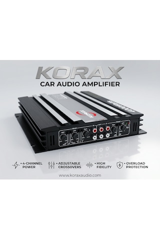 Korax Kx-ab-460 4 Kanal Oto Amfi - 4000w Max, 60wx4 Rms, Köprülenebilir Ab Sınıfı Araç Amplifikatörü,