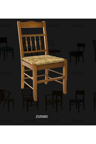 Bengimobilya Zus583 Hasırlı Göbekli Çıtalı Sağlam Sandalye Kayın Torna Iskelet
