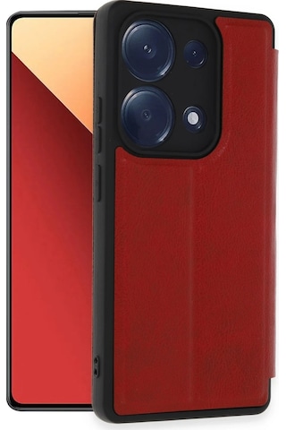 Newface Xiaomi Redmi Note 13 Pro 4g Kılıf Flip Cover Semeglbl - 70 - Kırmızı