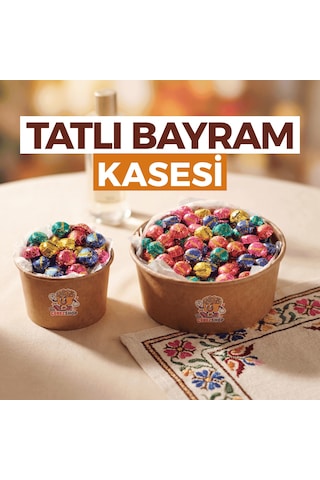 Ender Çikolata Çikolatin Bayram Çikolatası Renkli Dökme Madlen Hediyelik Kraft Kase Seti 750 Gr