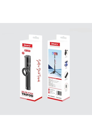 Jmary Kt-279 Magnetik Kablosuz Kumandalı Tripod Ve Selfie Çubuğu Siyah