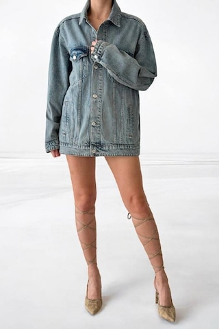 Lacarino 7852 Kadın Jean Ceket Blue Tint