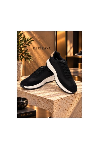 Derikaya Erkek Bağcıklı Kontrast Tabanlı Günlük Sneaker siyah