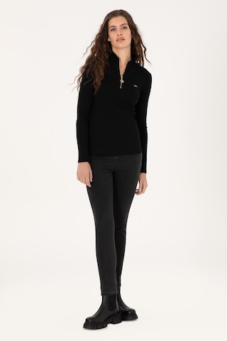 U.S. Polo Assn. Kadın Siyah Fermuarlı Dik Yaka Sweatshirt 50313564-VR046
