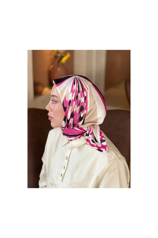 Mentoraly Modakaşmir Soyut Desenli Twill Eşarp Çok Renkli