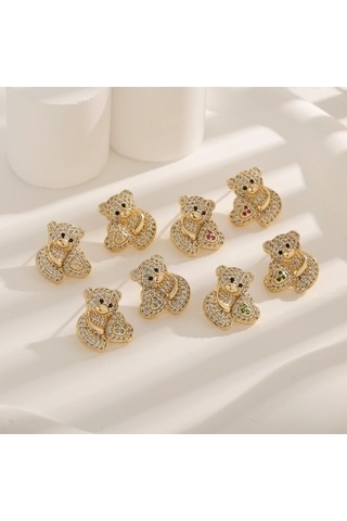 Flybuy Yeni Oyuncak Malzeme Küpe Küpe Koleksiyonu Hp4010 - Gümüş Bayrak Bakır Ayı Küpe, Kadınlar İçin Sevimli Romantik Tasarım Gümüş