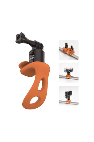 Maiyame Telesın Silikon Spor Kamera Sabitleme Kolu - Hızlı Çıkarma Özelliği İle 2 Seviye Ayar, Turuncu