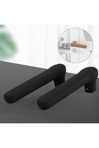 Siyah Kapı Kolu Koruyucu 2 Adet, Çocuk Güvenliği İçin Silikon Kapı Kolu Koruyucu