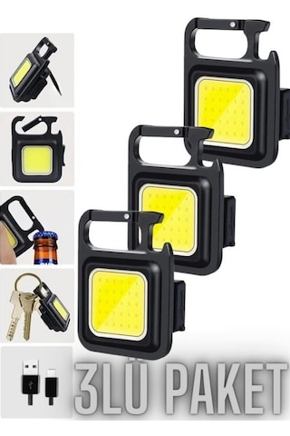 Adet Led Anahtarlıklı Metal Kasa El Şişe Açacağı Usb Li Şarj Edilebilir Cep Boy Cob 800mah Genel
