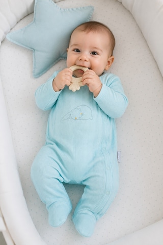 Babyhola %100 Pamuk Yenidoğan Prematüre Patikli Tulum Mevsimlik 14058 Mavi