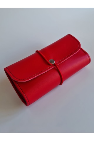 Tütün Kesesi Tütünlük Pu Deri Vegan Deri Küçük Boy Kırmızı