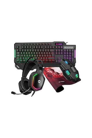 Everest KM-R44 Gaming Led Keyboard Q Oyuncu Multimedia + Headset + Mouse + Mousepad