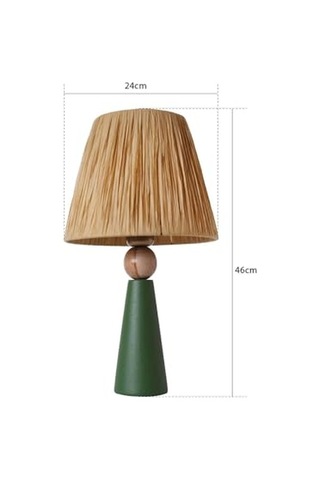 Amande Handmade Seramik Abajur Yeşil-hasır / El Yapımı, Modern, Doğal Dokulu / E27 Duy Uyumlu / Enerji Tasarruflu, Çok Renkli