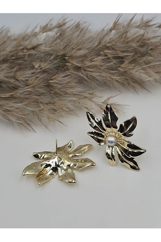 14k Mikron Altın Kaplama Lilyum Vintage Küpe Altın