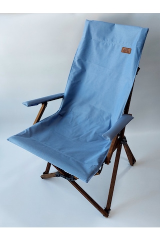 Joyfull Turtle Ahşap - Kollu Katlanır Sandalye -mavi Kılıf -çanta Mavi