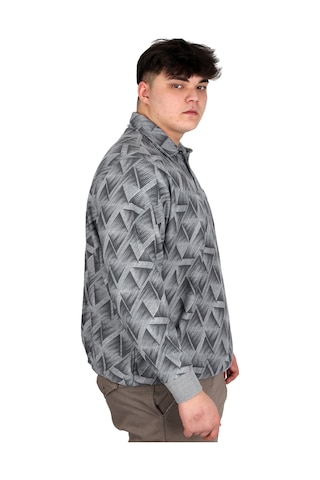 Mode Xl Büyük Beden Erkek Polo Yaka Sweatshirt Baskılı Selanik U24440 Gri Melanj Gri Melanj