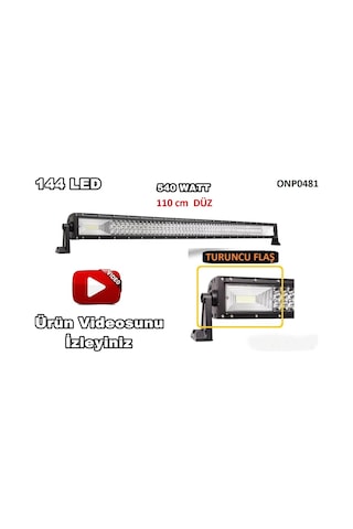 Off Road Led Bar Turuncu Flaşlı Düz 3 Sıra 110 Cm 144 Led 540 Wat (448266067)