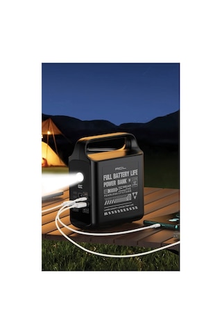 Pw-155 100.000mah Taşınabilir Enerji İstasyonu Powerbank 22.5w Hızlı Şarj Dahili Lightning Type-c Kablolu 4 Usb Dijital Ekranlı Led Kamp Feneri Çok Renkli