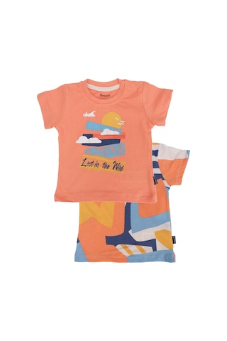 Bebelop Baskılı Geometrik Desenli T-shirt 2'li Set 001
