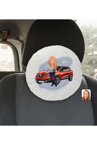 Kişiye Özel Plakalı Kadın Renault Kadjar Karikatürlü Yuvarlak Ara (503989095)