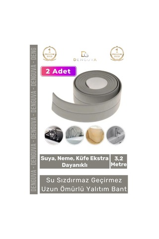 Premium Su Geçirmez Sızdırmaz Dayanıklı Pvc Yağ Kenar Küf Önleyici 3.2m Gri İzolasyon Bant 2 Adet