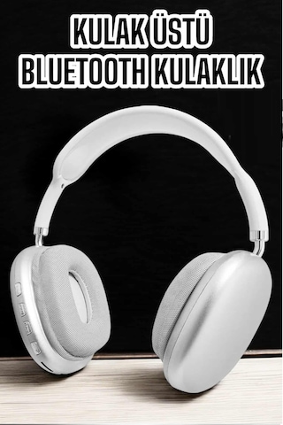P9 Plus Kablosuz Kulak Üstü Bluetooth Kulaklık Beyaz Yüksek Ses Kaliteli -