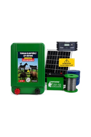 Torsan Güneş Panelli Pro Plus 2000a Elektrikli Çit Sistemi Domuz - Ayı Kovucu 2000mt